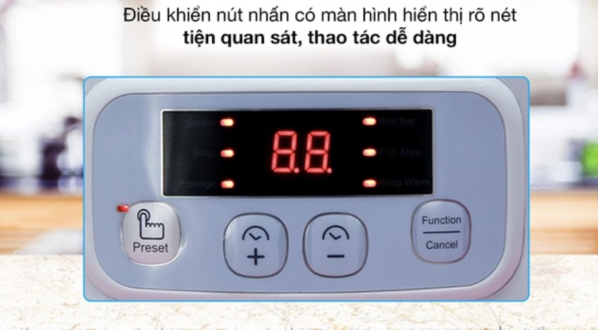 Nồi nấu chậm Bear được thiết kế bảng điều khiến và nút nhấn đơn giản