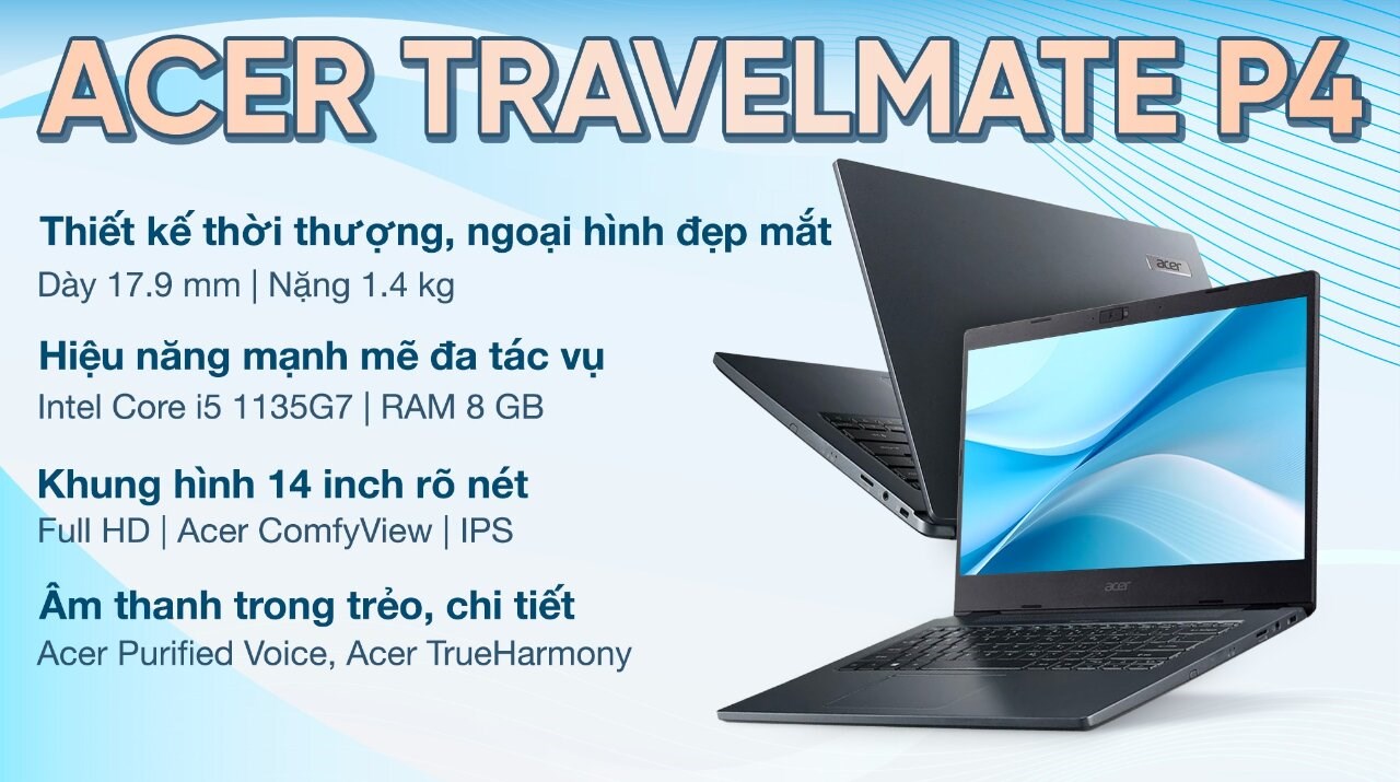 Laptop Acer TravelMate P4 TMP414 51 50HX i5 1135G7/8GB/512GB/Win11 (NX.VP2SV.00T