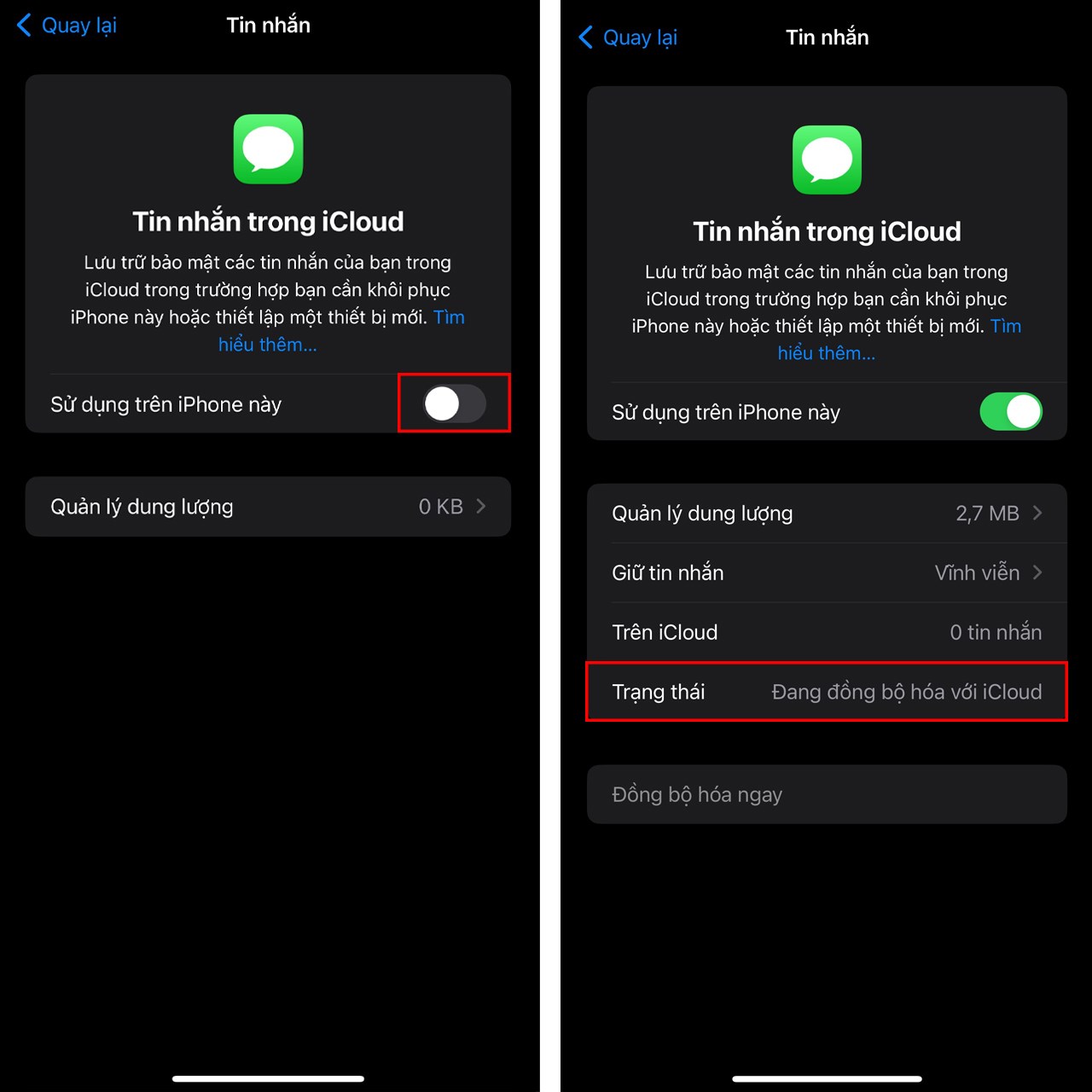 Hướng dẫn đồng bộ tin nhắn lên iCloud trên iPhone