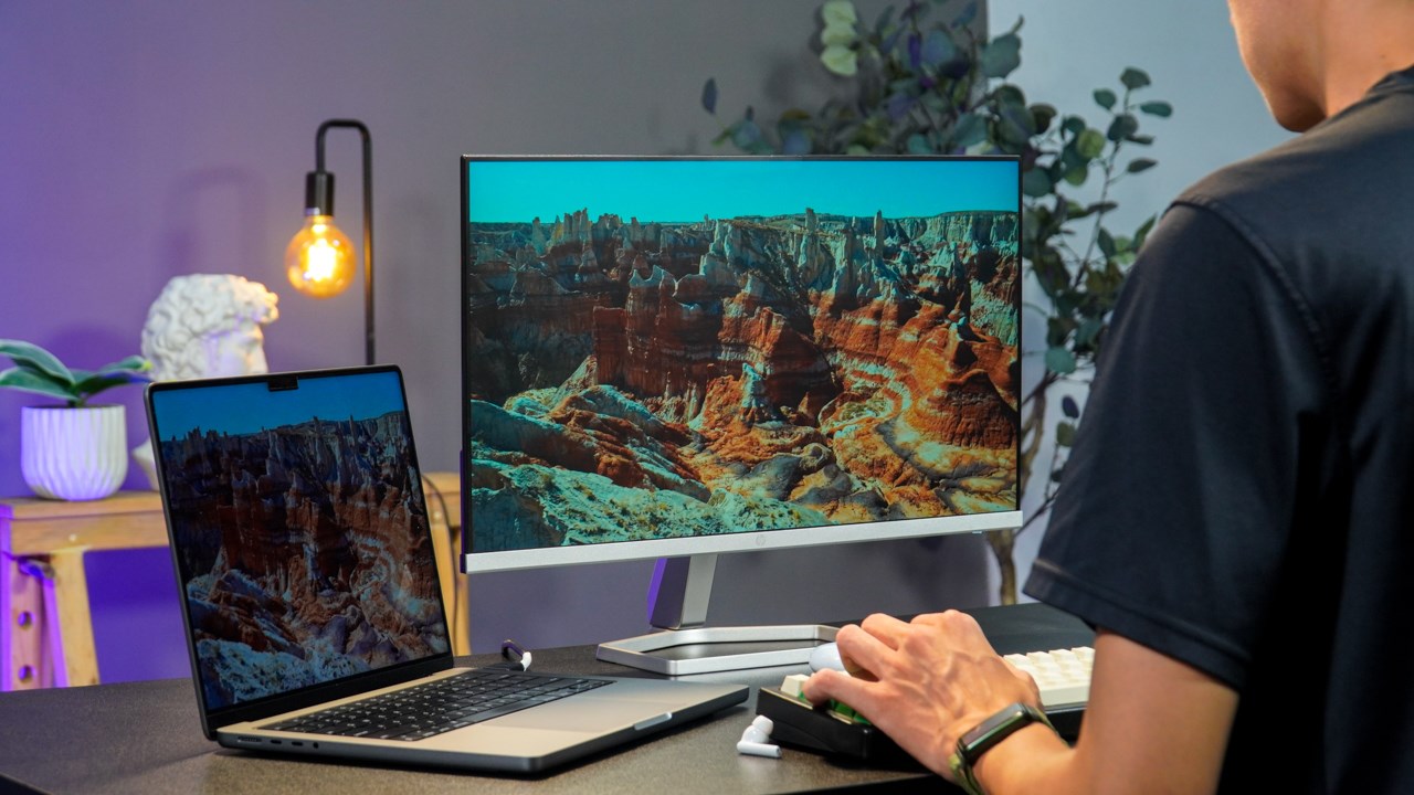 HP LCD M22f được trang bị màn hình 21.5 inch cùng độ phân giải Full HD