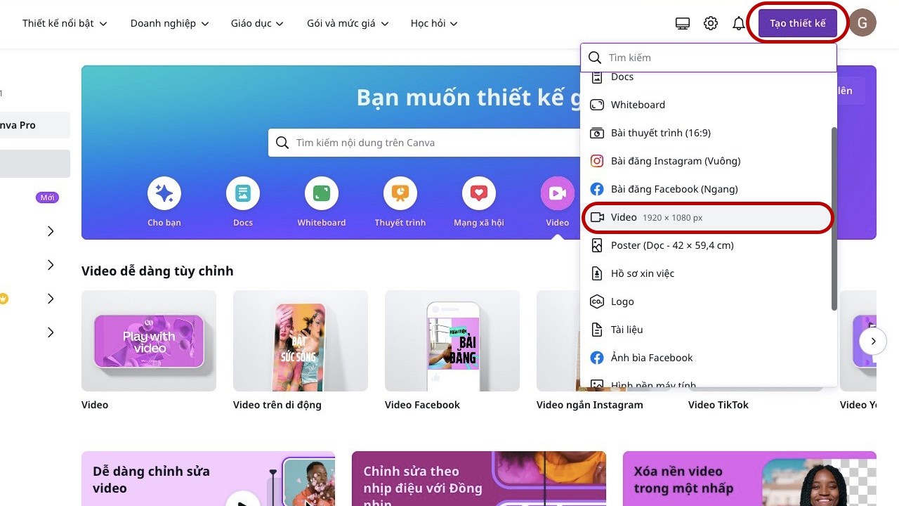3. Chỉnh sửa video trên Canva