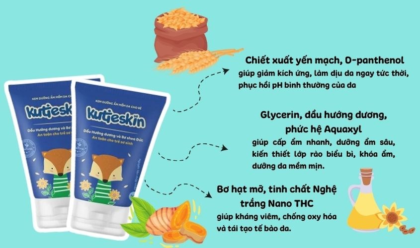 Kem dưỡng ẩm Kutieskin được làm từ các nguyên liệu thiên nhiên