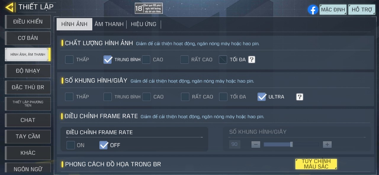 Thiết lập đồ họa Call Of Duty Mobile mà mình áp dụng trên Galaxy S24 Ultra. Thiết lập đồ họa Call Of Duty Mobile mà mình áp dụng trên Galaxy S24 Ultra.