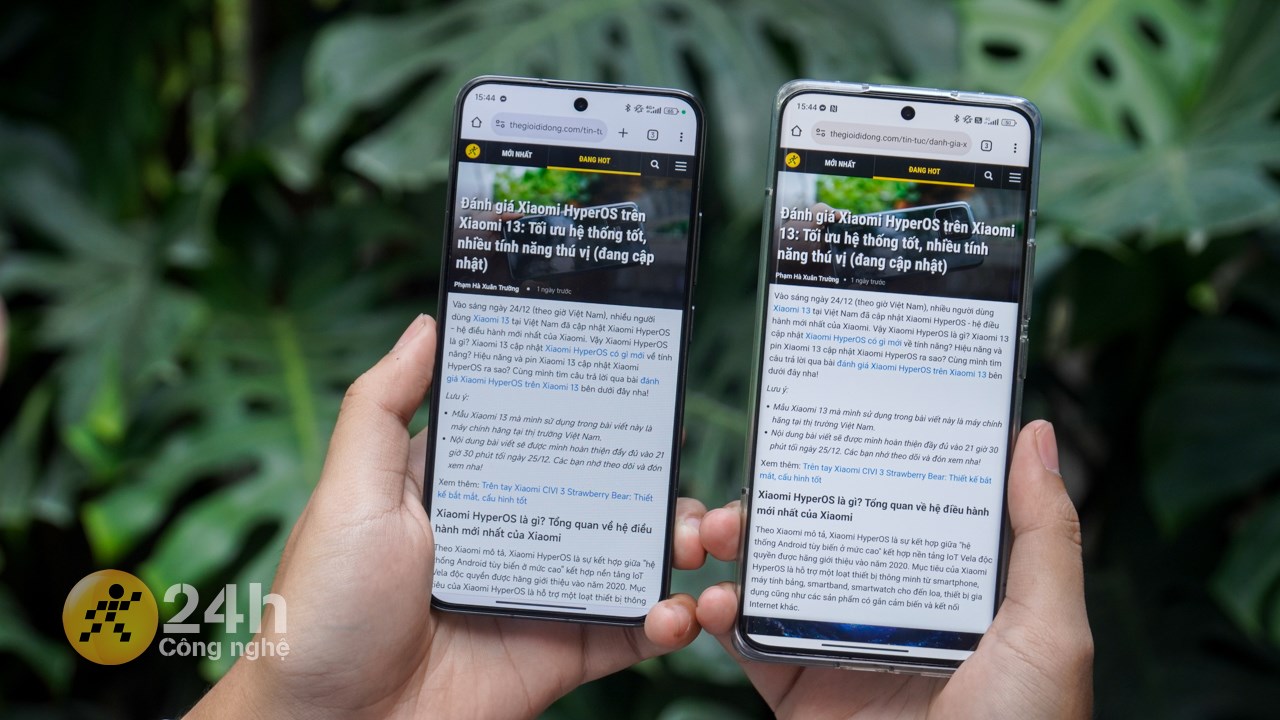 Phông chữ MiSans trên Xiaomi 13 cập nhật Xiaomi HyperOS (trái) của mình không bị lỗi.