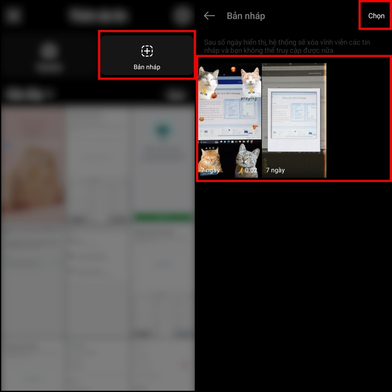 Cách tìm bản nháp bài đăng Instagram