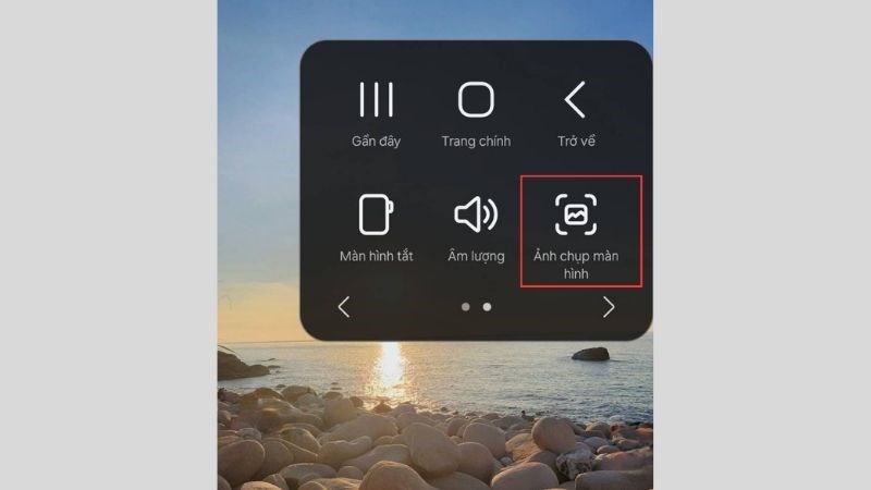 Chọn Chụp m&agrave;n h&igrave;nh trong phần Menu hỗ trợ