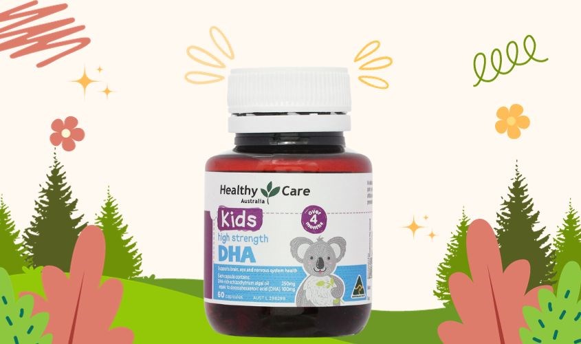 Viên uống Healthy Care Kids High Strength DHA bổ não 60 viên (từ 4 tháng)