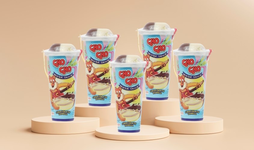 Lốc 10 ly bánh que chấm socola vị vani Chocho 40g (từ 2 tuổi)