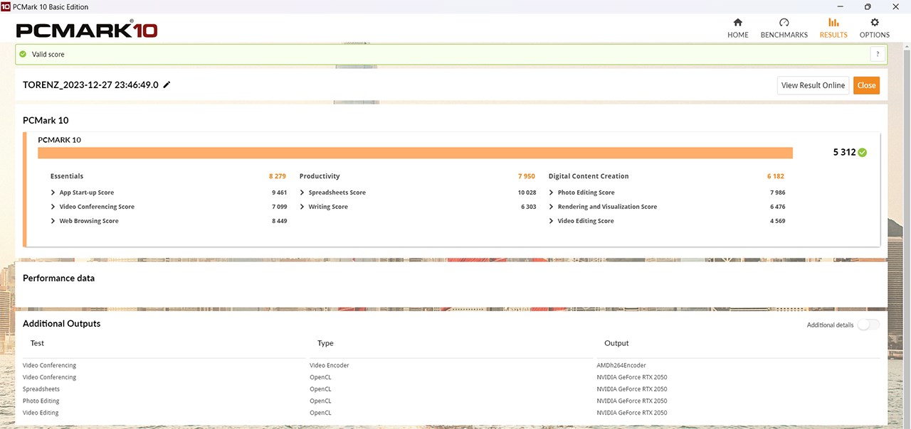 Điểm PCMark 10 của Lenovo Ideapad Gaming 3 15ACH16.