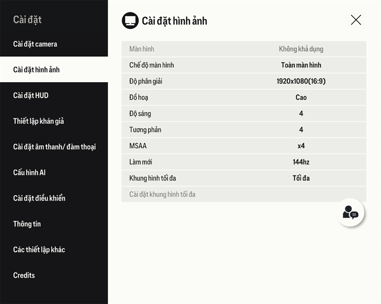 Thiết lập đồ họa EA FC Online mà mình đặt trên Lenovo Ideapad Gaming 3 15ACH16.