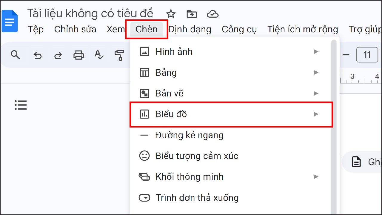 Cách tạo biểu đồ trong Google Docs