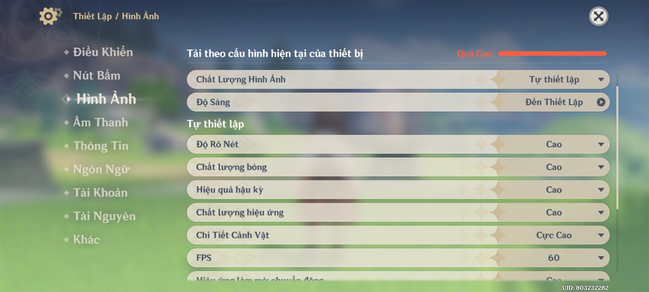 Thiết lập đồ họa Genshin Impact mà mình đã đặt trên Xiaomi 13 Pro cập nhật Xiaomi HyperOS Thiết lập đồ họa Genshin Impact mà mình đã đặt trên Xiaomi 13 Pro cập nhật Xiaomi HyperOS