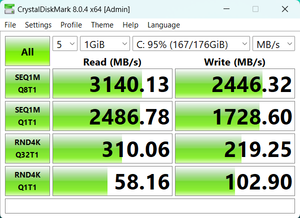 Đo tốc độ đọc/ghi của ổ cứng SSD trên HP 15s fq5147TU