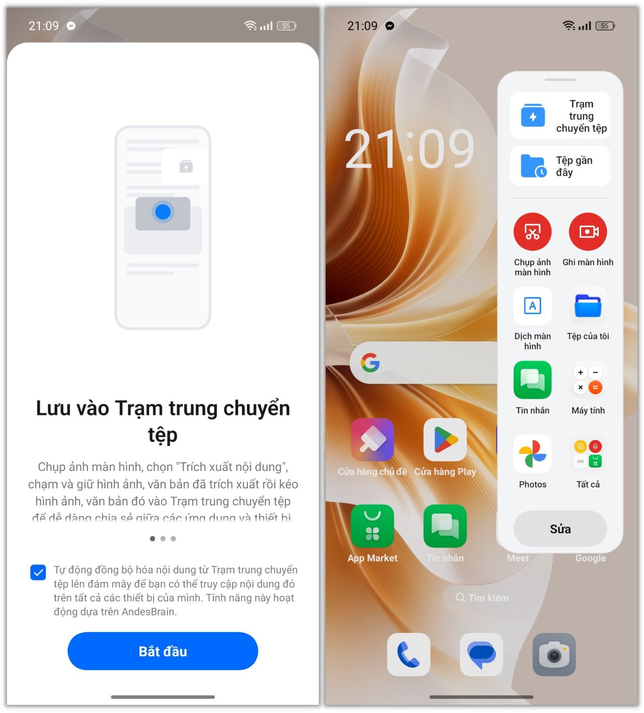 Đây là giao diện tính năng Trạm trung chuyển tệp trên ColorOS 14 của Reno11 Pro 5G.