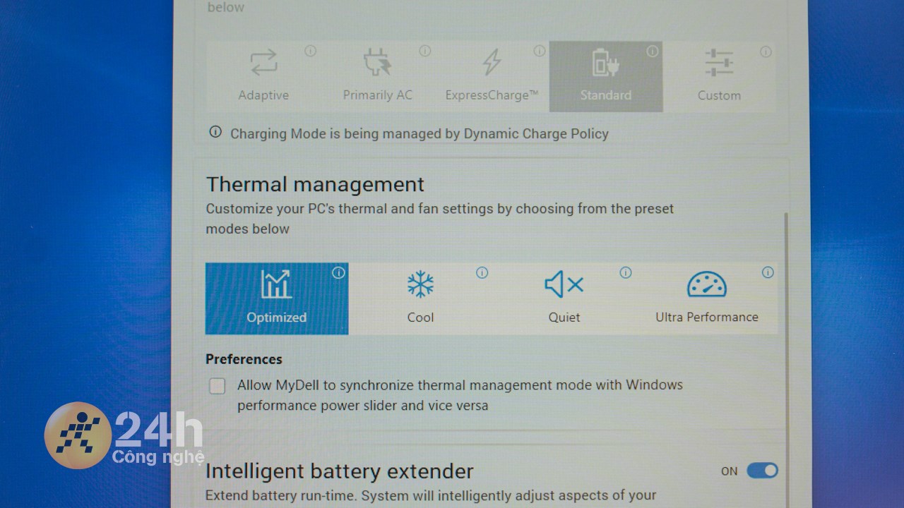 Trước khi chấm điểm hiệu năng Dell Inspiron 15 3520 thì mình đã bật ứng dụng MyDell dể đẩy sức mạnh của máy lên cao nhất.