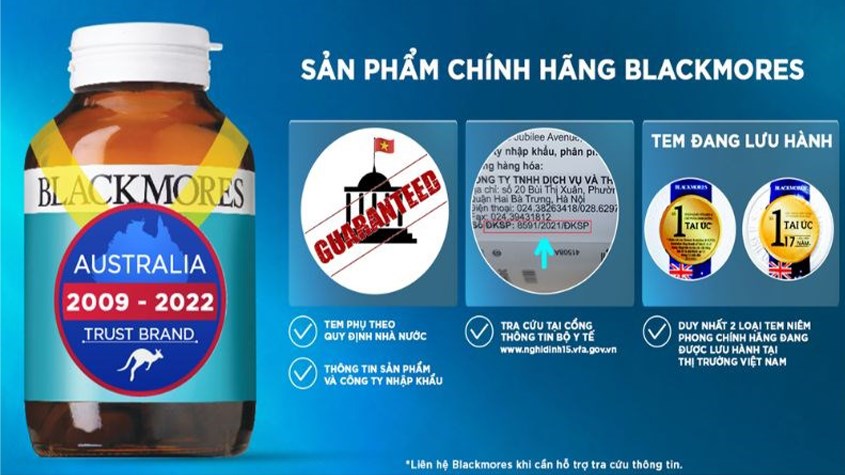 Kiểm tra tem phụ tiếng Việt của sản phẩm Blackmores 