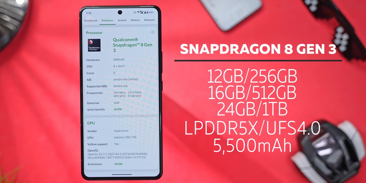 ROG Phone 8 Pro sở hữu thông số cấu hình mạnh mẽ với vi xử lý Snapdragon 8 Gen 3. Nguồn: C4ETech English.