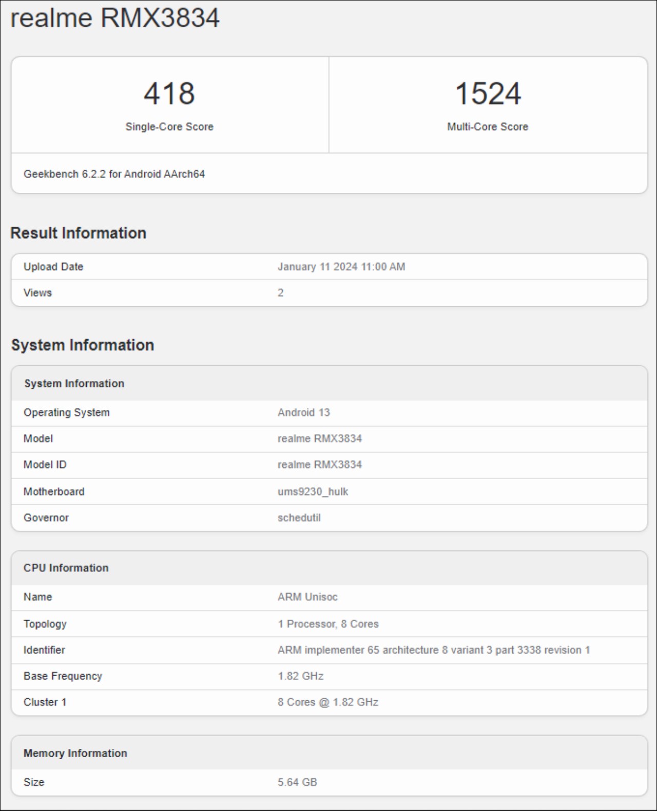 realme Note 50 lần đầu xuất hiện trên Geekbench realme Note 50 lần đầu xuất hiện trên Geekbench