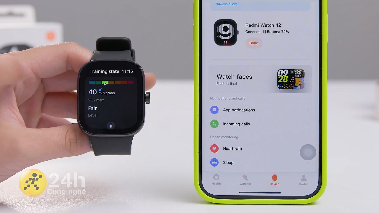 Các dữ liệu tập luyện như: Nhịp tim và calo tiêu thụ,... được Redmi Watch 4 ghi lại chính xác Các dữ liệu tập luyện như: Nhịp tim và calo tiêu thụ,... được Redmi Watch 4 ghi lại chính xác