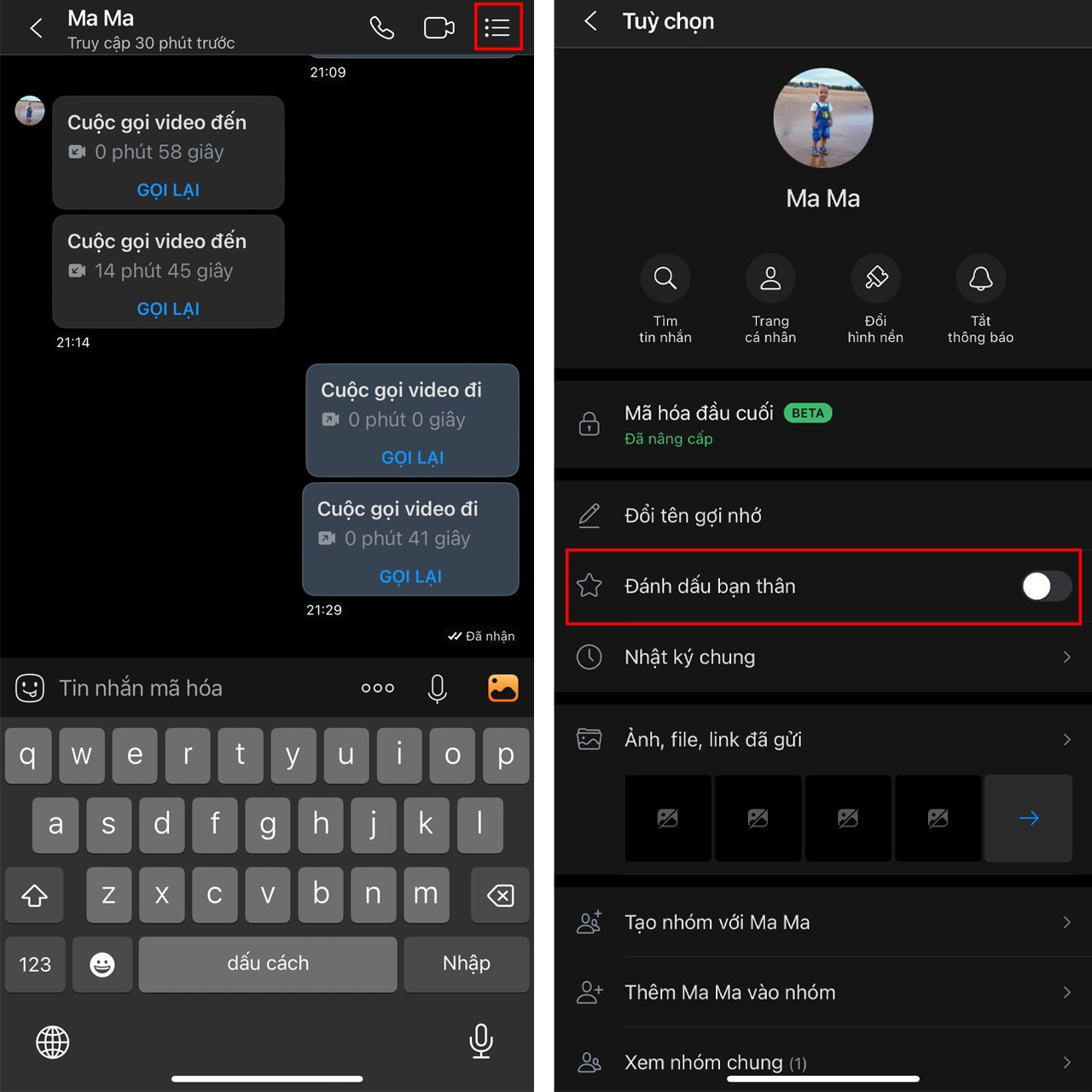 cách đánh dấu bạn thân trên Zalo
