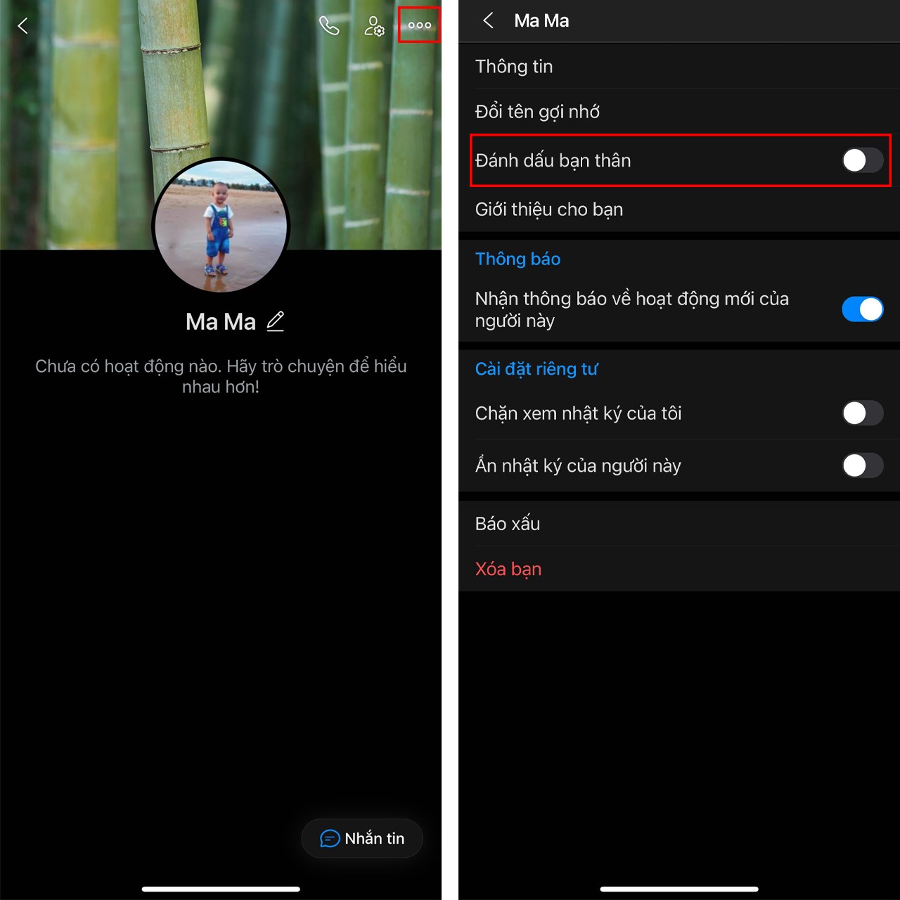 cách đánh dấu bạn thân trên Zalo