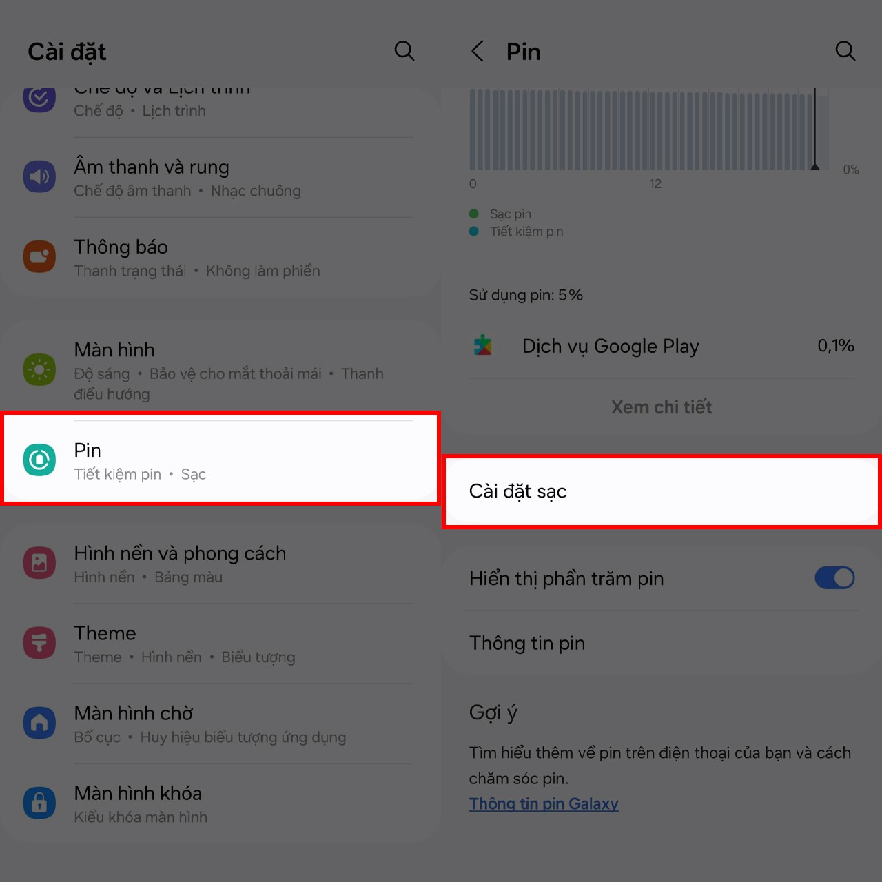 Cách bật sạc nhanh trên Galaxy A15