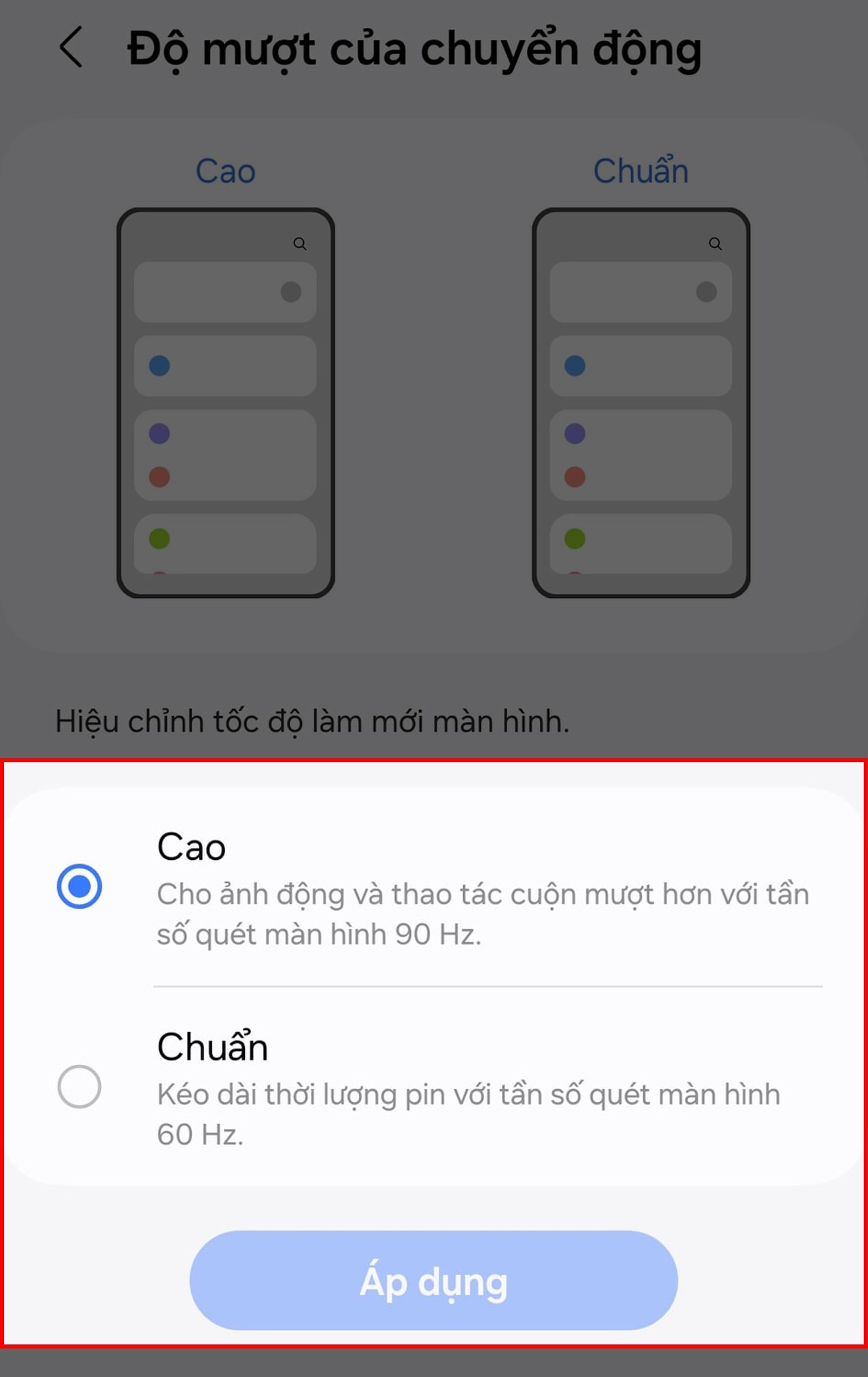 Cách bật màn hình tần số quét cao trên Galaxy A15