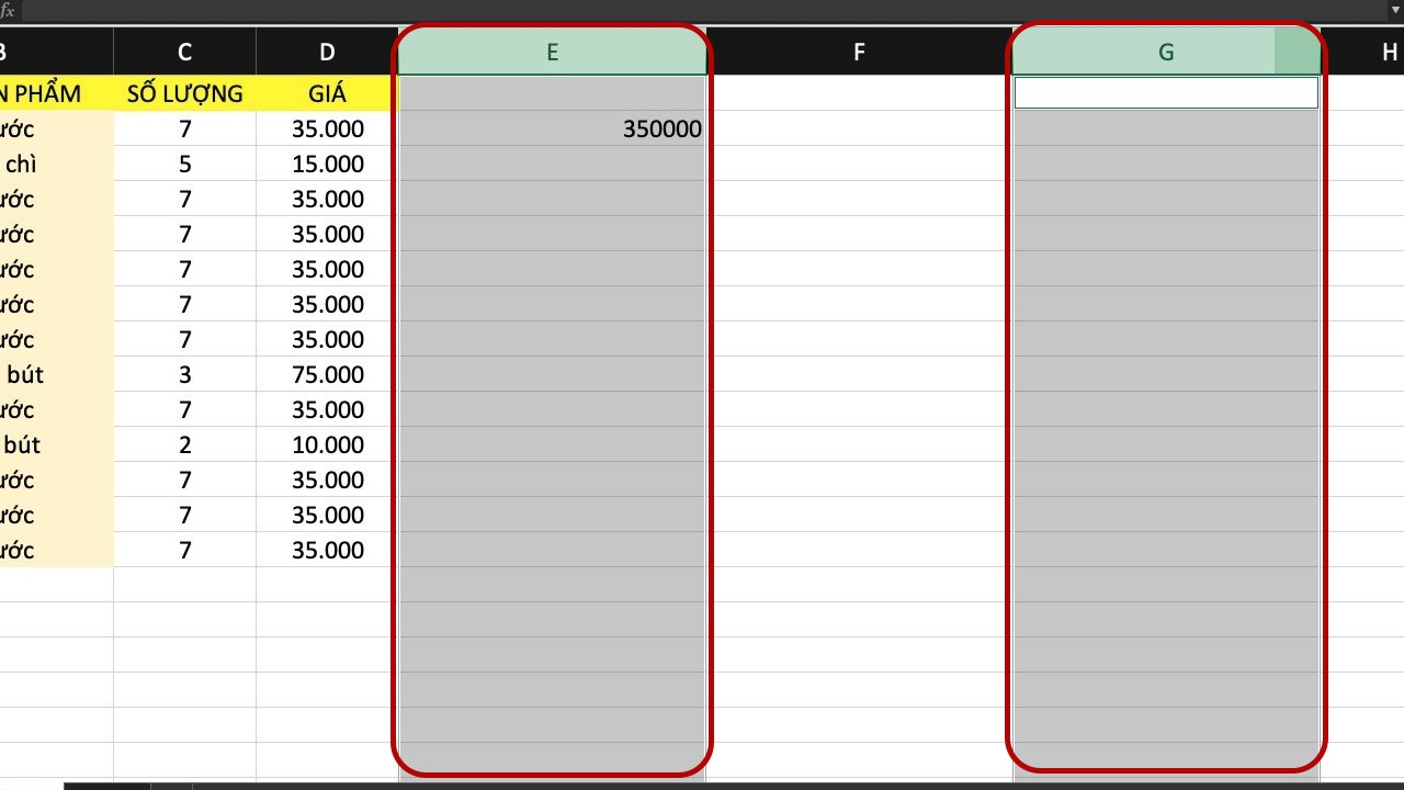 Cách thêm cột trong Excel