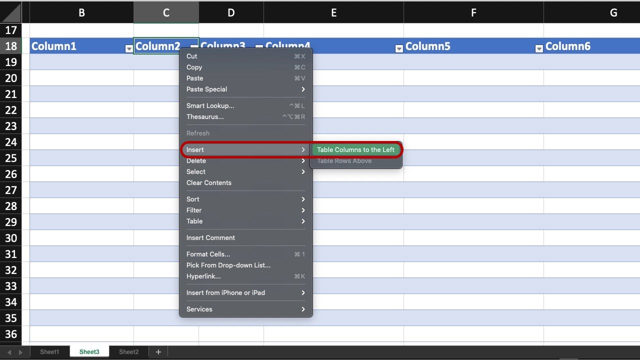 Cách thêm cột trong Excel