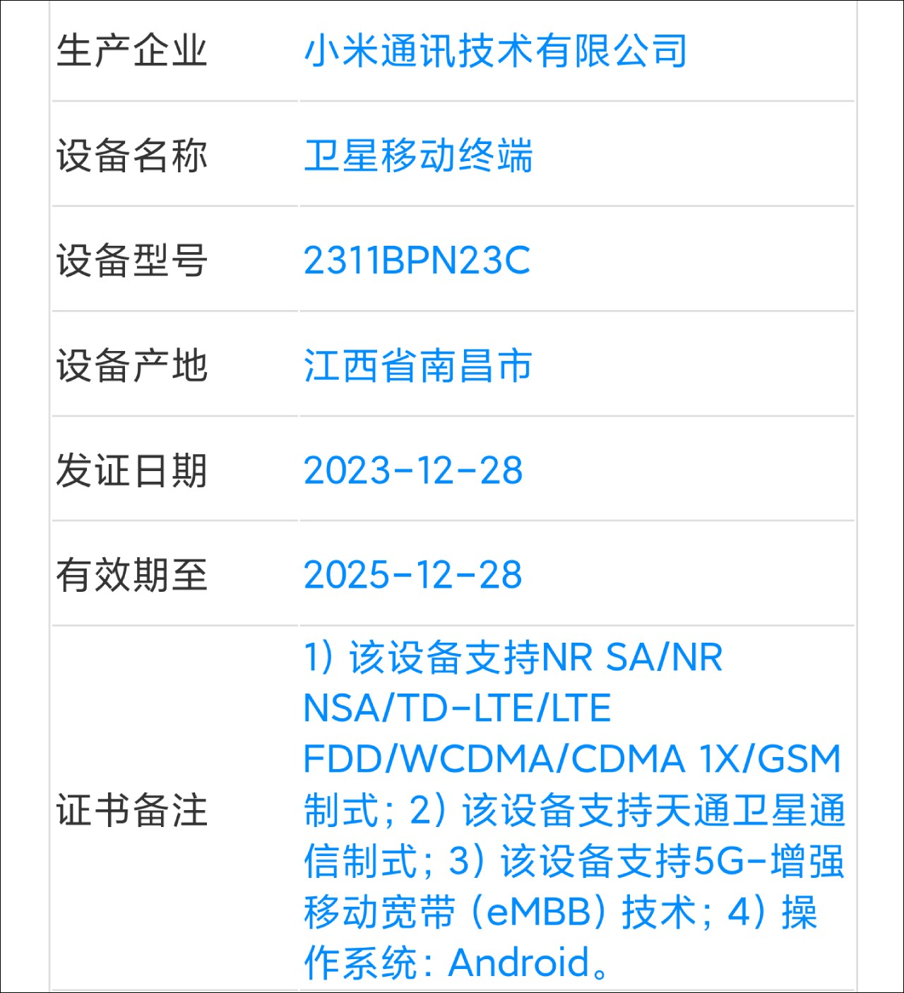Chứng nhận của mẫu điện thoại mới từ Xiaomi Chứng nhận của mẫu điện thoại mới từ Xiaomi