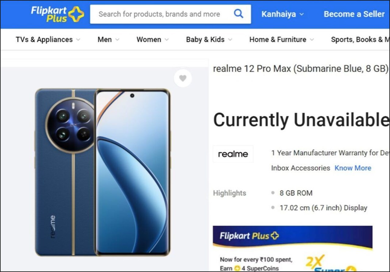 realme 12 Pro Max xuất hiện trên Flipkart