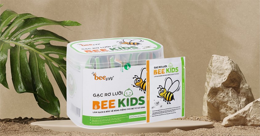 Gạc rơ lưỡi cho bé Bee Kids hộp 36 gói (từ 0 tháng)