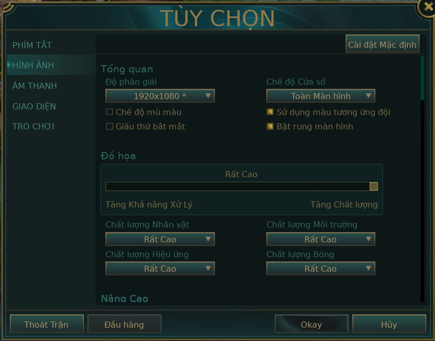 Thiết lập đồ họa game Liên Minh Huyền Thoại trên Itel Spirit 2