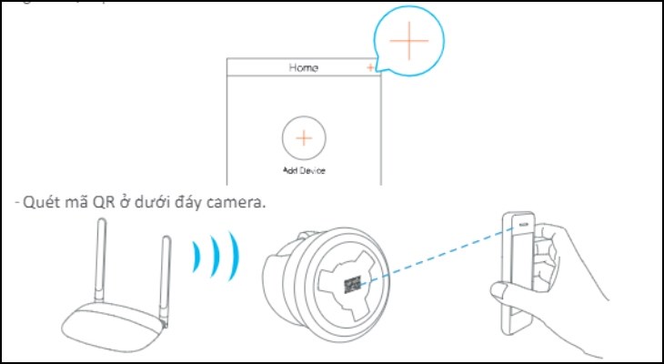 Quét mã để Thêm camera vào ứng dụng EZVIZ