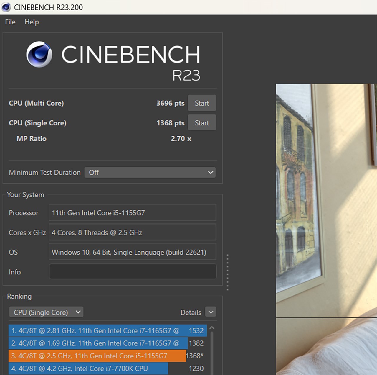 Điểm Cinebench R23 của Acer Aspire Lite 15