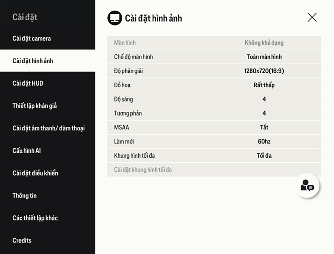 Thiết lập đồ họa EA FC Online mà mình áp dụng trên Acer Aspire Lite 15.