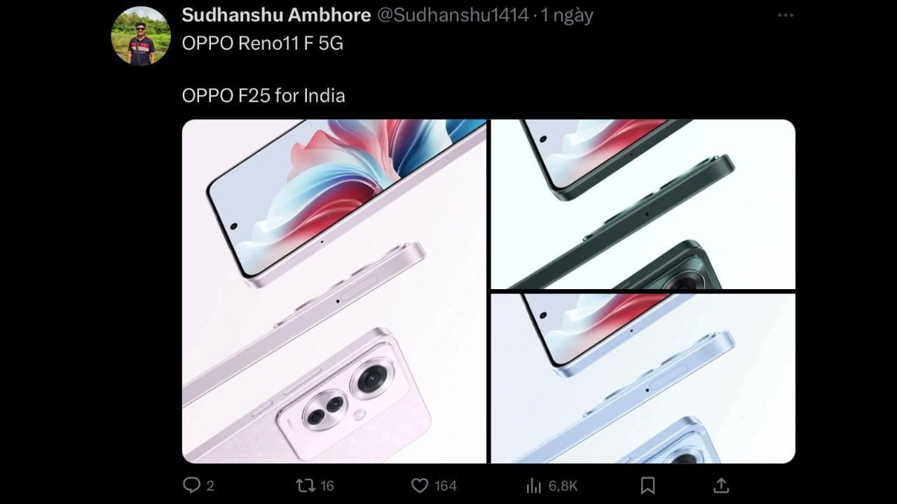 Bài đăng của leaker Sudhanshu Ambhore trên X