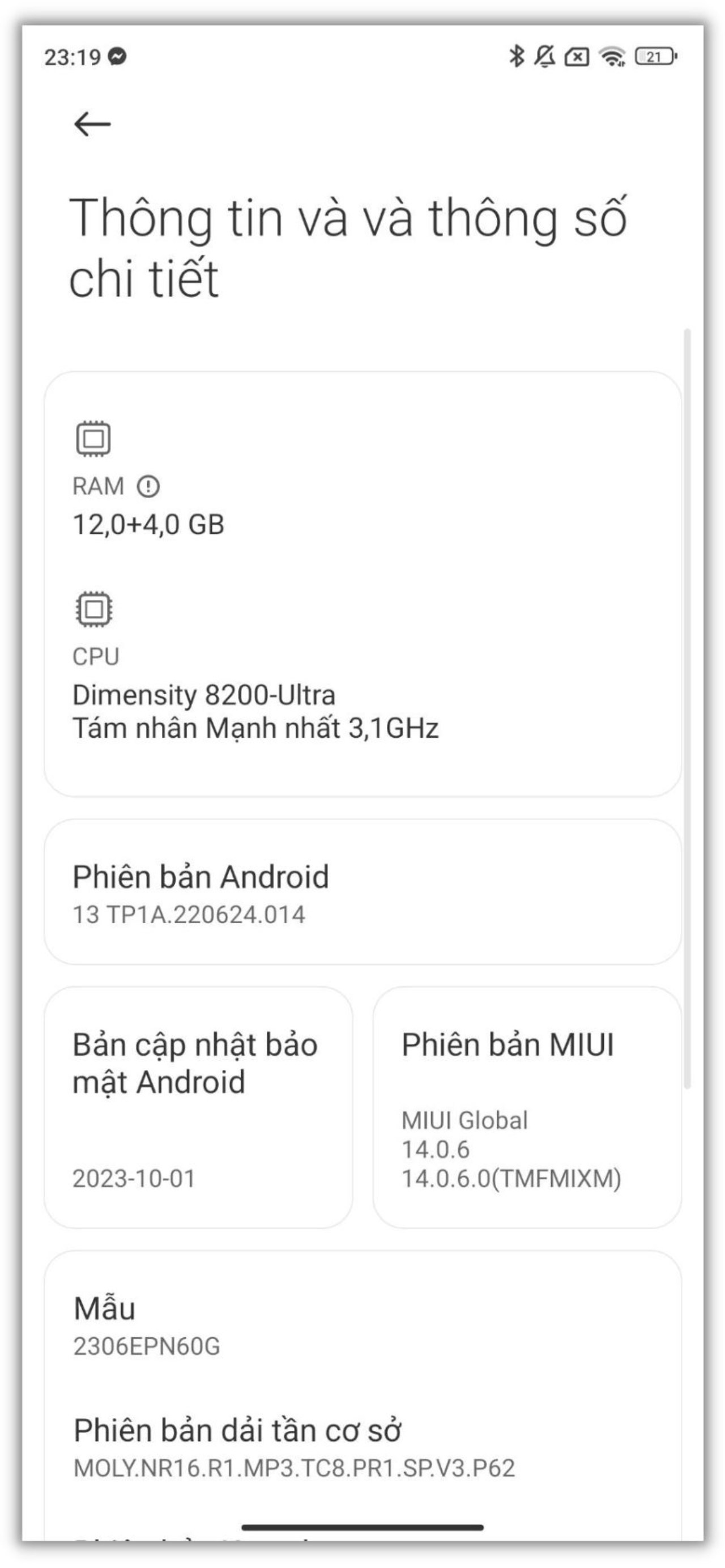 Trước khi cập nhật Xiaomi HyperOS, Xiaomi 13T của mình chạy MIUI 14 phiên bản 14.0.6.