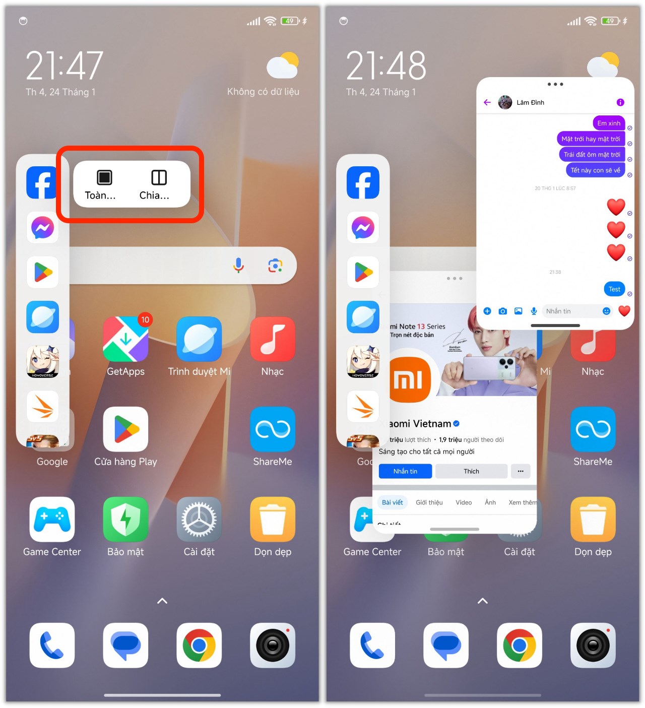 Đây là tính năng Thanh bên trên Xiaomi HyperOS.