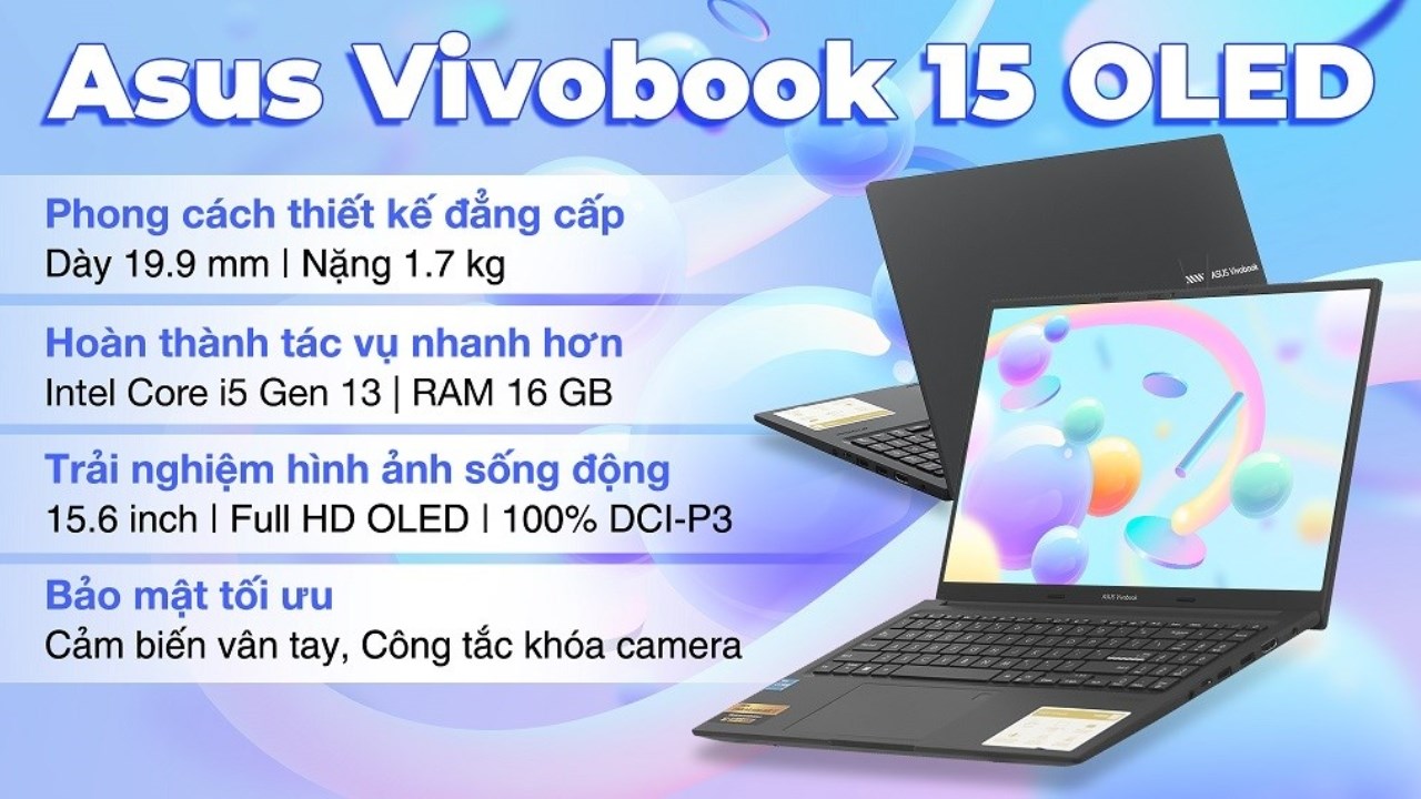 Laptop Asus Vivobook 15 OLED A1505VA i5 13500H/16GB/512GB/Chuột/Win11 (L1341W)