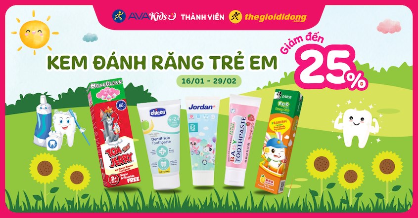 Kem đánh răng trẻ em giảm sốc đến 25%