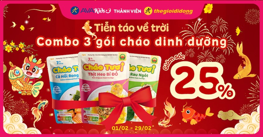 Tiễn táo về trời: Cháo dinh dưỡng combo 3 gói giá hời cho mẹ - Dinh dưỡng cho bé yêu