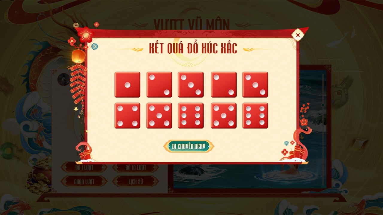 Cá Chép Vượt Vũ Môn chơi theo hình thức đổ xúc xắc (xí ngầu) và di chuyển trên bản đồ