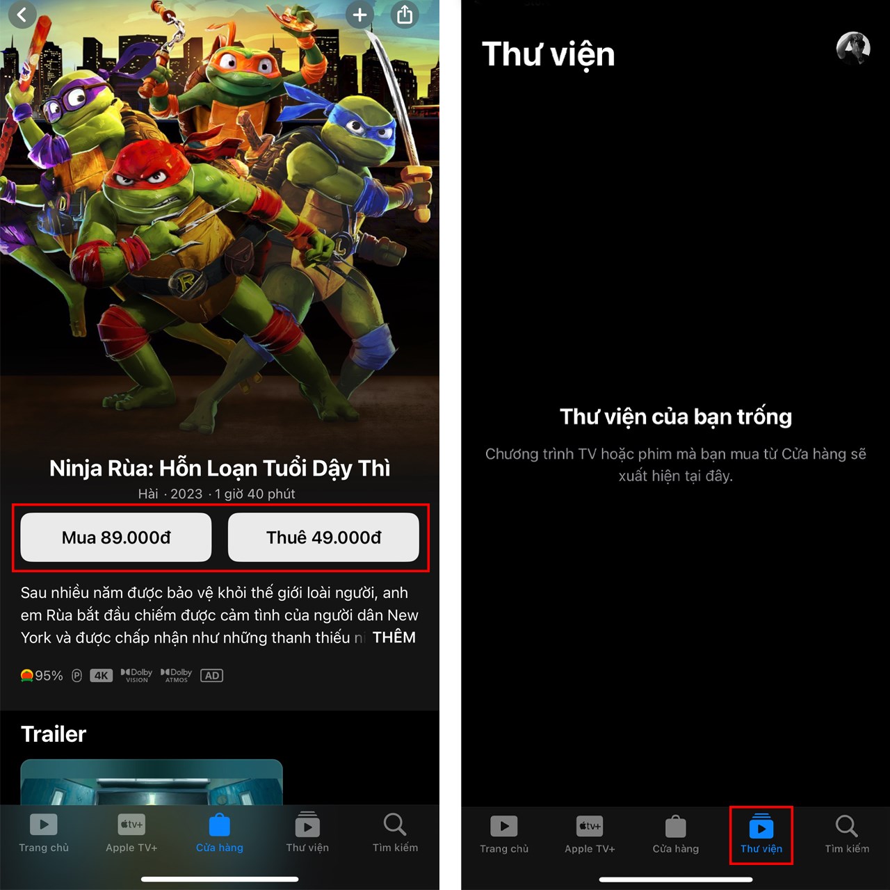 Cách mua phim trên Apple TV bằng iTunes Store