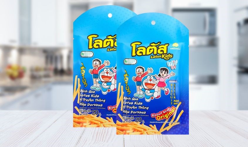 Bánh que Dorkbua Lotus Kids vị truyền thống gói 20g (từ 2 tuổi) - Giao bao bì ngẫu nhiên