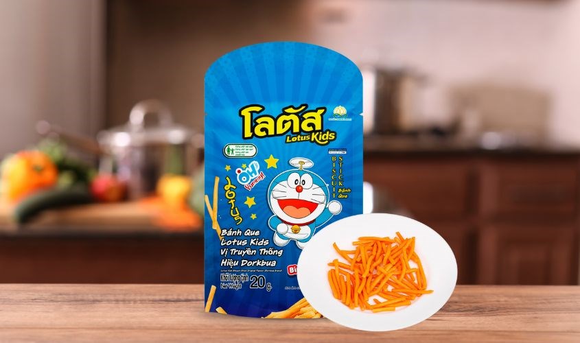 Bánh que Dorkbua Lotus Kids vị truyền thống gói 20g (từ 2 tuổi) - Giao bao bì ngẫu nhiên