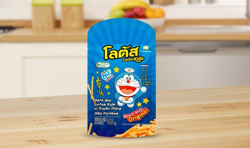 Bánh que Dorkbua Lotus Kids vị truyền thống gói 20g (từ 2 tuổi) - Giao bao bì ngẫu nhiên