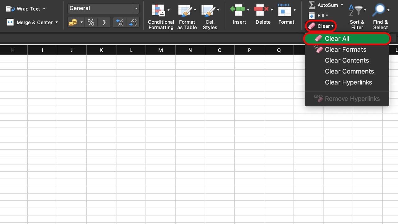 Cách xóa định dạng bảng trong Excel,