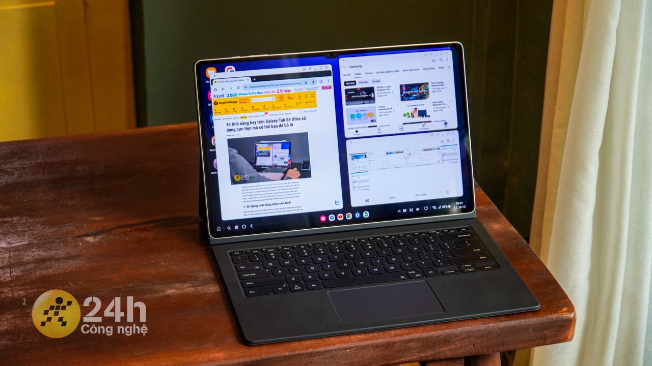 Thiết bị còn có thể đa nhiệm mượt mà với dung lượng RAM 12 GB (ảnh minh họa: Galaxy Tab S9 Ultra).