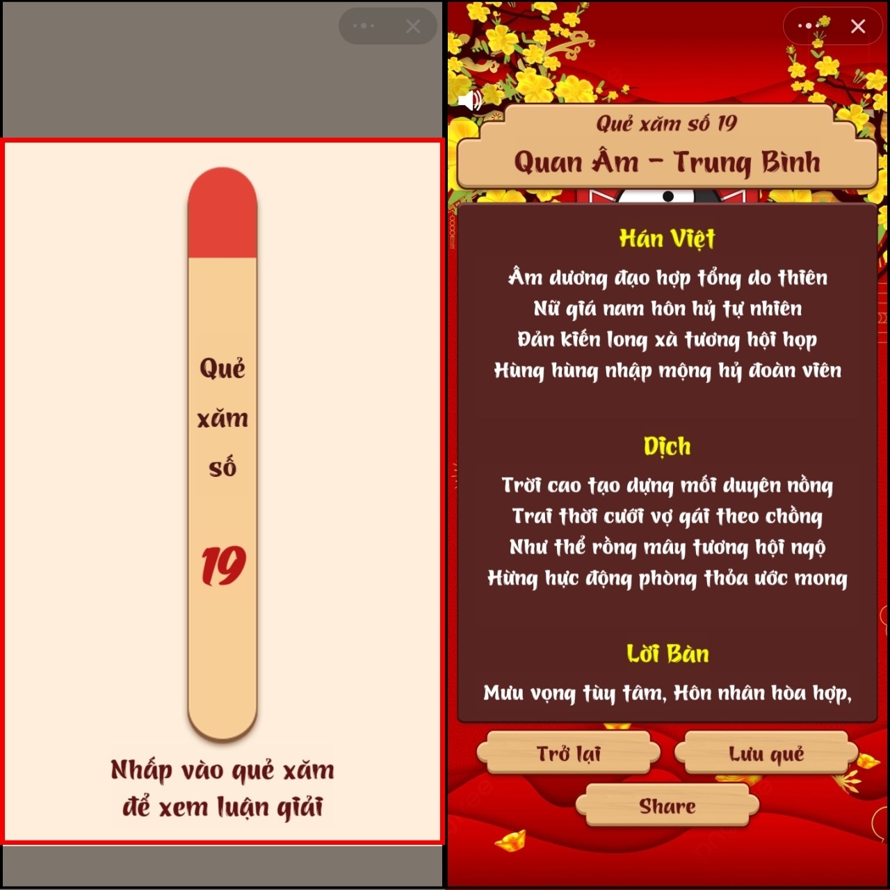 Cách gieo quẻ đầu năm online trên Zalo